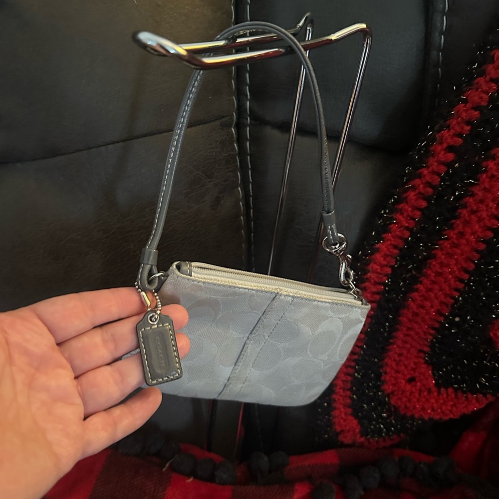Coach Signature Gray Wristlet Women’s EUC